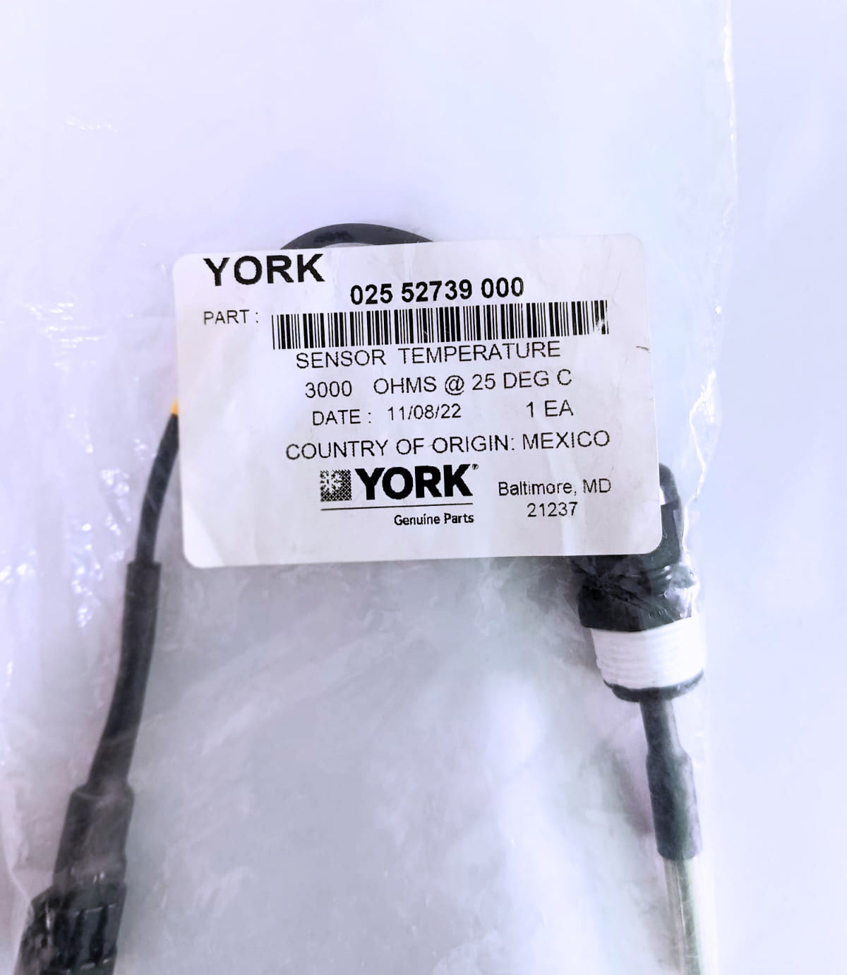 YORK Temperature Sensor – Part # 025 29964 000 (3000 Ohms @ 25°C)